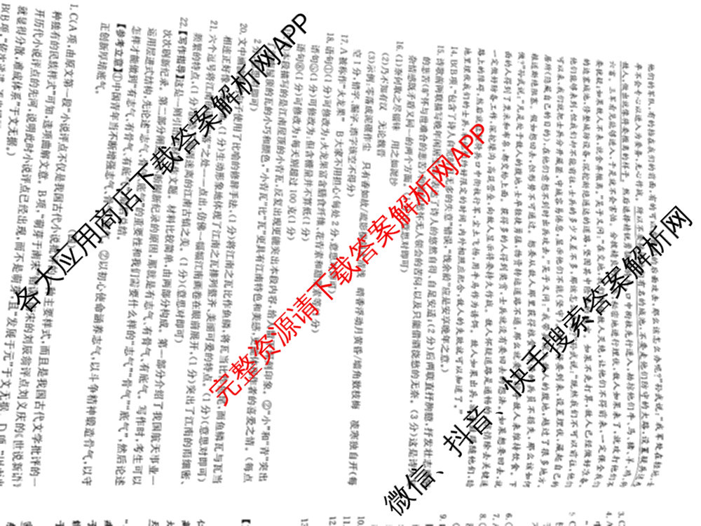2024年全国高考模拟调研卷(三): 含物理(B Y) 文综(L) 文综(X Y)试卷解析语文答案