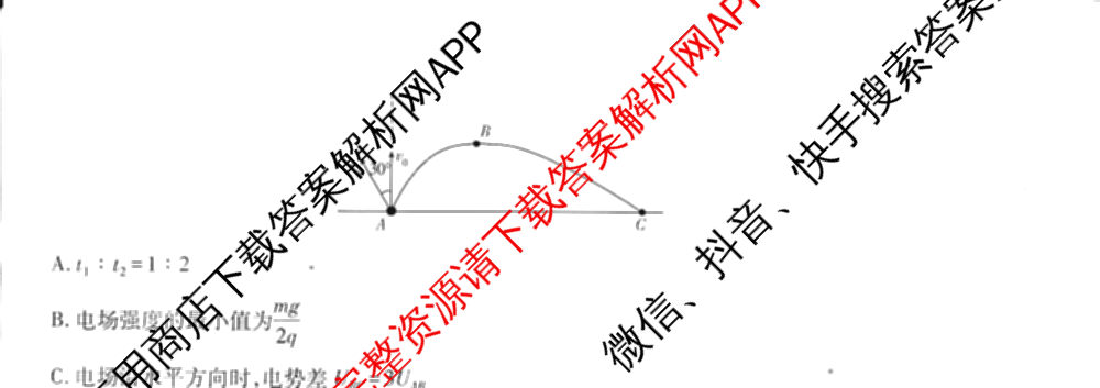王后雄2024年普通高等学校招生全国统一考试预测卷各科答案及试卷（含语文(安徽专版)、政治(重庆专版)、历史(福建专版)等144份）物理试题