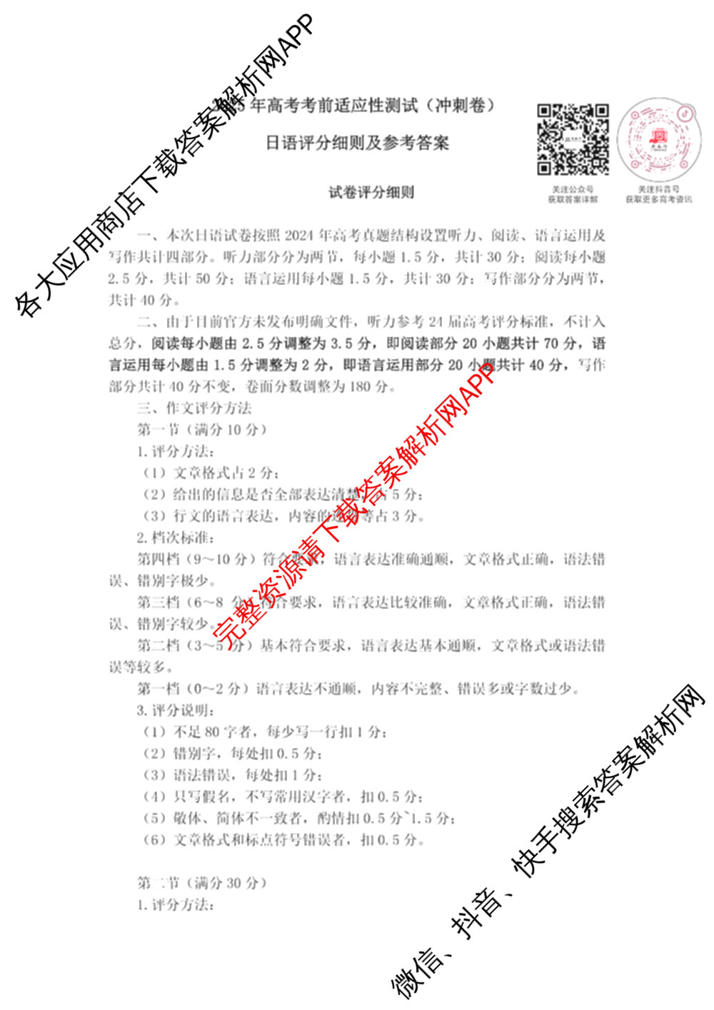 [山西二模]思而行2025年高考考前适应性测试(冲刺卷)(已更新政治 物理 生物(B)等20份)日语答案