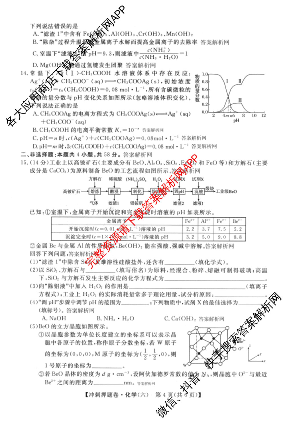 2026普通高等学校招生全国统一考试冲刺押题卷(六)6（16科全）化学试题