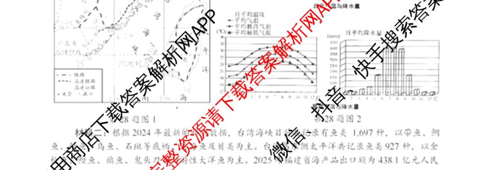 浙江省杭州二中2025学年第二学期高三三月份适应性考试各科答案及试卷: 含历史 地理 政治试卷解析地理试题