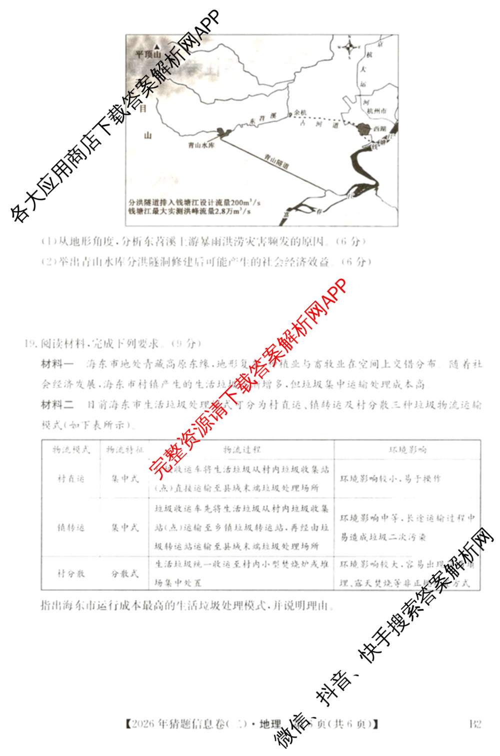 2026年普通高等学校招生全国统一考试猜题信息卷(二)2（含政治(B2)、化学(B2)、物理(B3)等）地理试题