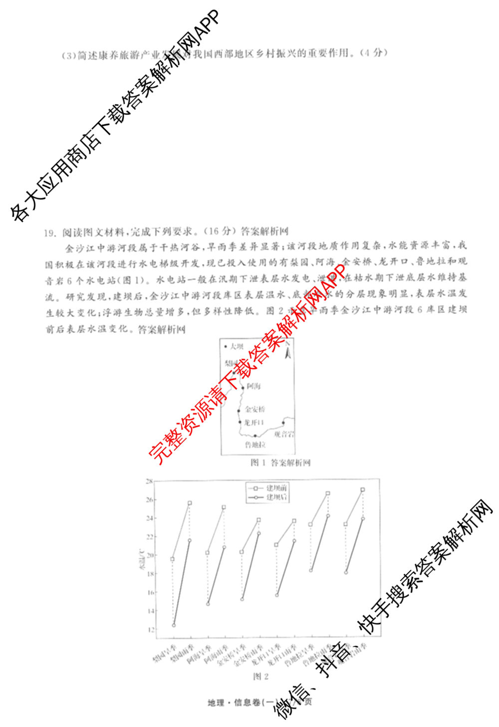 天舟高考衡中同卷2026年普通高等学校招生全国统一考试模拟信息卷(一)1各科答案及试卷（含化学(山东版) 历史(HJ) 生物(DS)等）地理试题