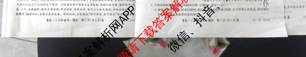 山西省2024~2025学年第二学期高一3月夯基卷(25-X-537A)（含英语、物理、数学(A卷)等）语文试题