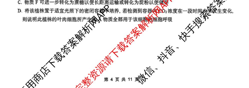 新疆乌鲁木齐市第一中学2026-2027学年第一学期2027届高三年级第一次月考各科答案及试卷（含物理、英语、语文等9份）生物试题