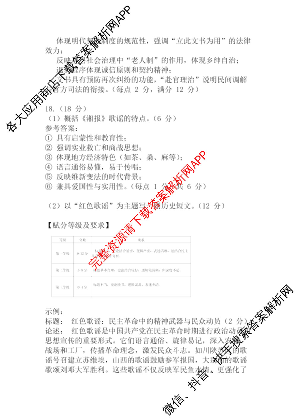 [永州一模]永州市2026年高考第一次模拟考试各科答案及试卷(已更新化学 历史 地理等10份)历史答案