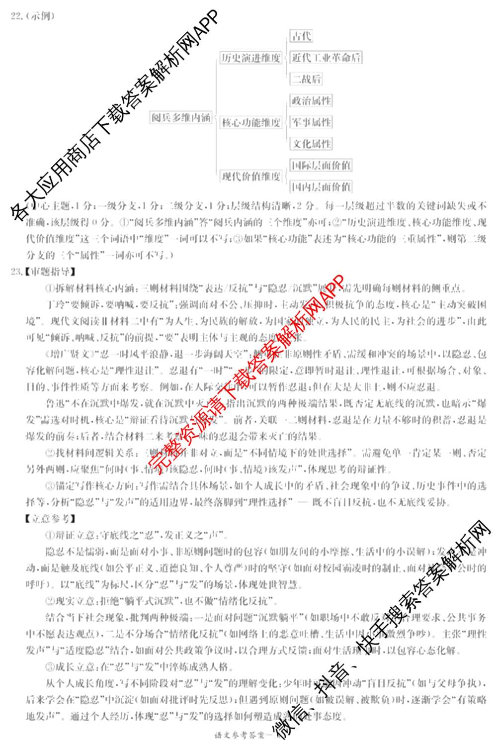 湖南省2026届高三九校联盟第一次联考试卷及答案汇总(已更新数学 地理 语文等10份)语文答案