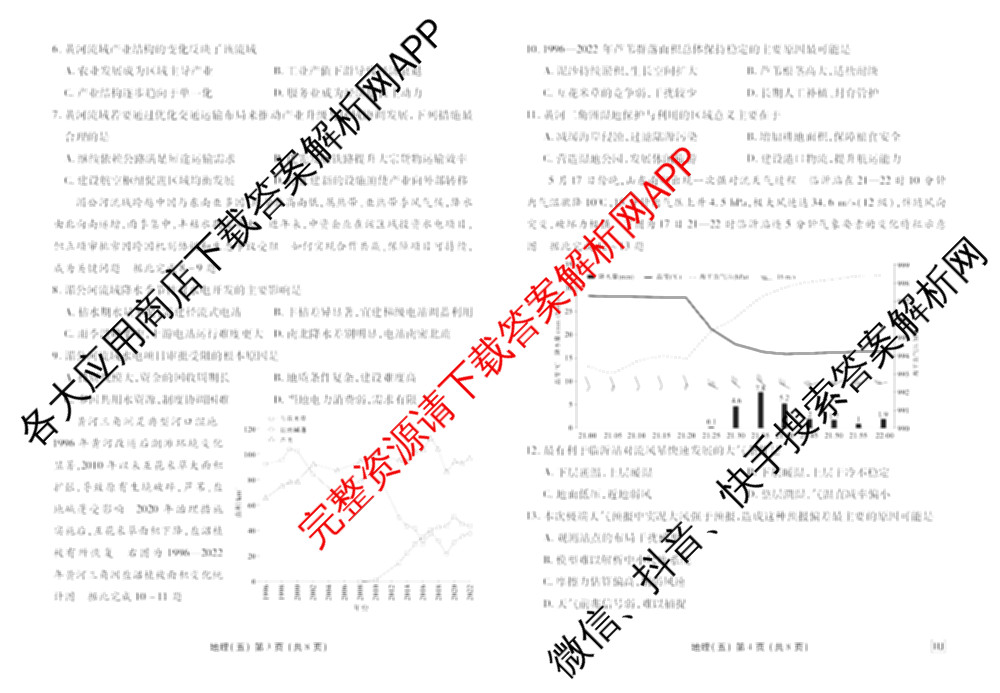 衡水金卷先享题2026年学科素养评价练(五)5各科答案及试卷（含政治(AH)【安徽四川甘肃专版】 物理(HN)【湖南专版】 生物(山东专版)等）地理试题