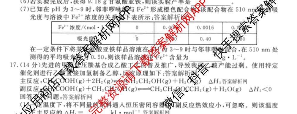 2026新高考单科模拟综合卷(六)6(已更新英语 化学(JX) 英语(B)等18份)化学试题