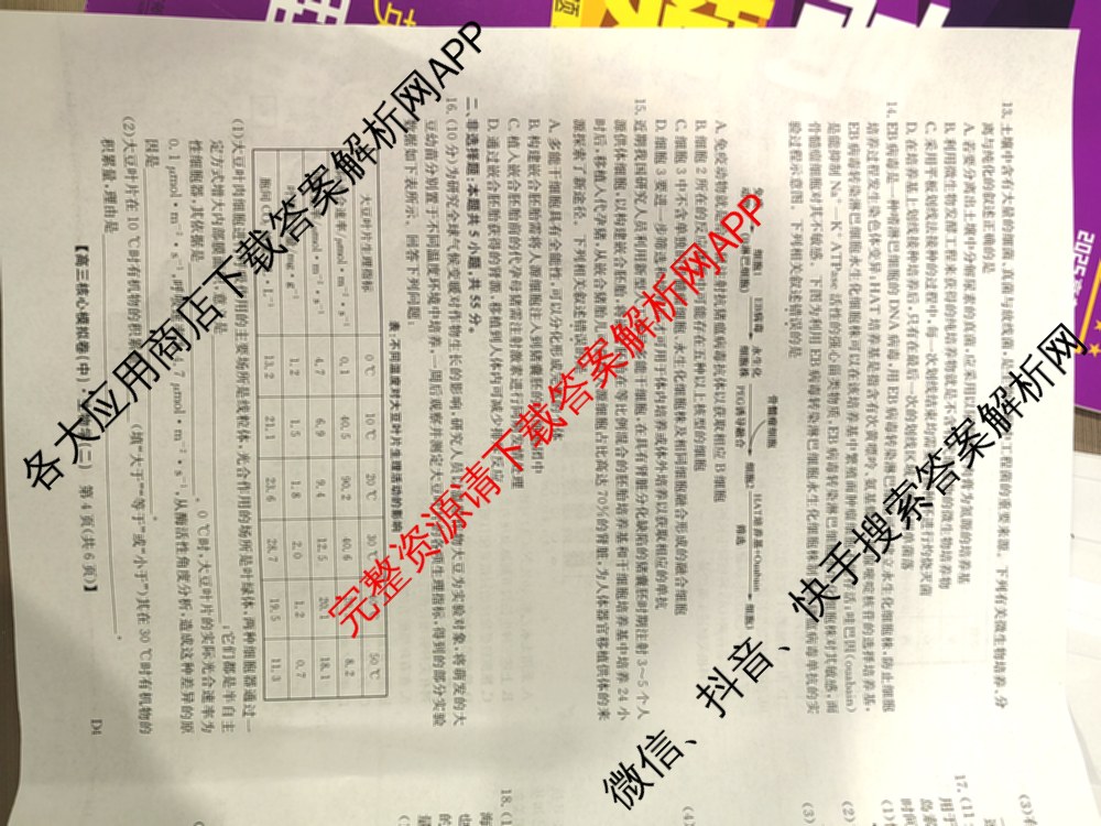九师联盟2024~2025学年高三核心模拟卷(中)(二)2（含历史 地理(D4) 数学等29份）生物试题