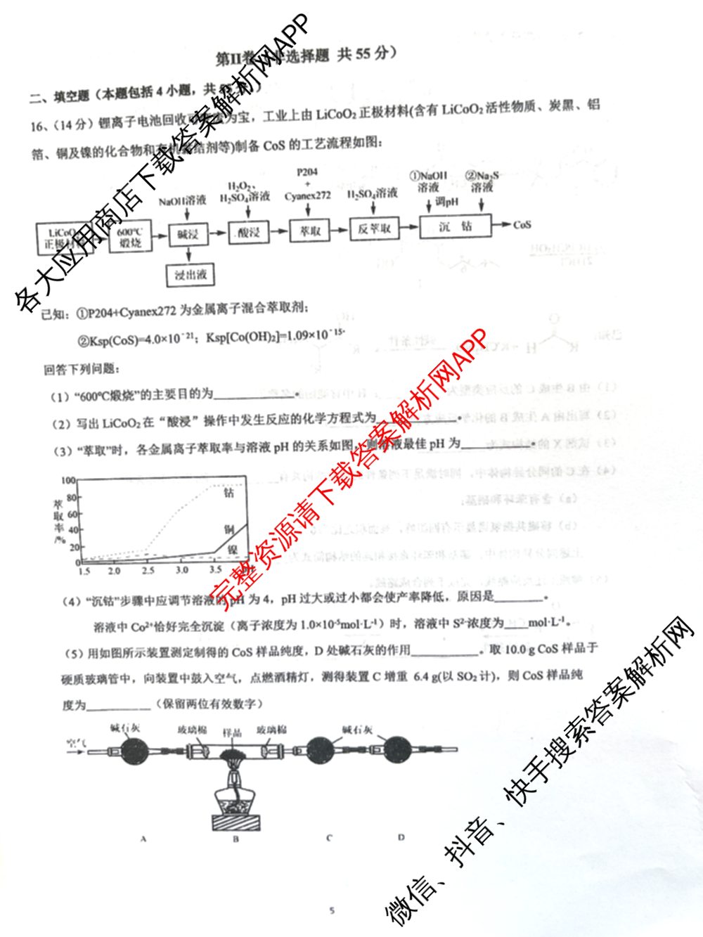辽宁省实验中学2024-2025学年度下学期高三年级第五次模拟考试试卷及答案汇总（含化学、地理、物理等9份）化学试题
