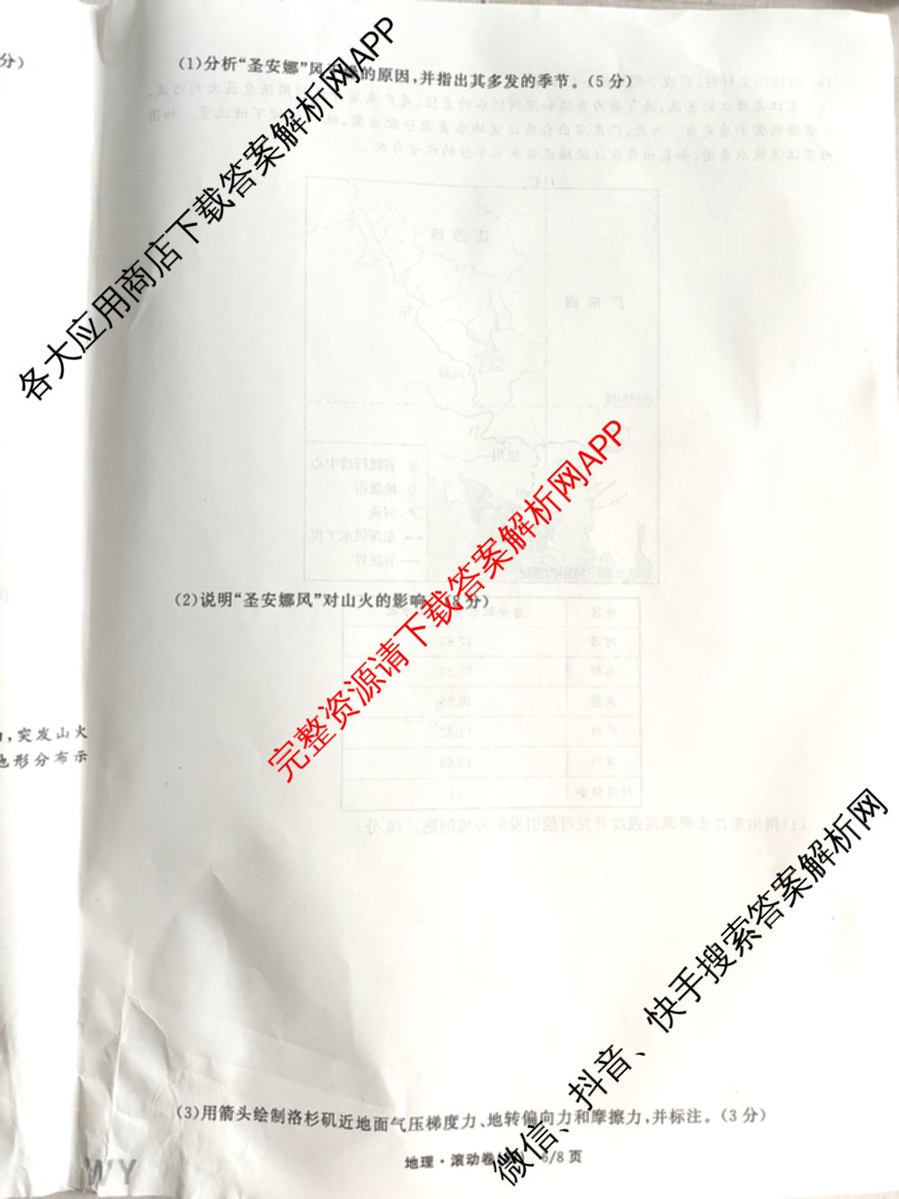 衡中同卷2025-2026学年度高三复滚动卷(四)4各科答案及试卷（含政治(WY) 物理(JY) 语文等）地理试题