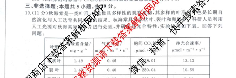 河北省2025-2026学年第一学期高三年级检测题各科答案及试卷（含生物 历史 英语等）生物试题