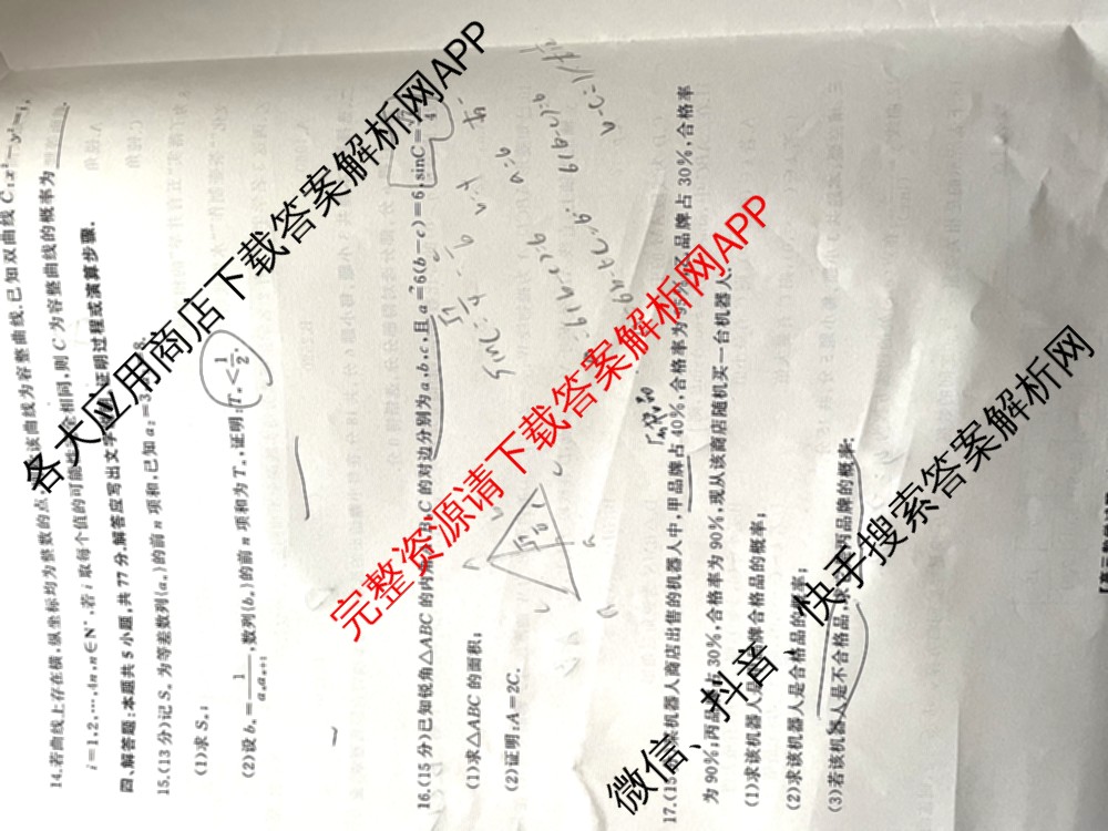 湖南省2025届高三冲刺压轴大联考各科答案及试卷（含数学 化学 政治等）数学试题