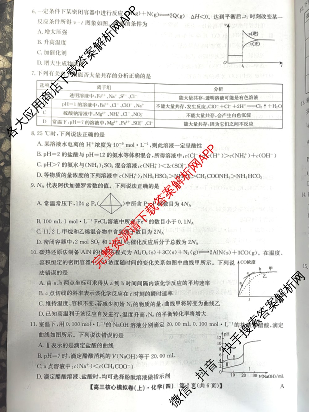 九师联盟2024~2025学年高三核心模拟卷(上)(四)4（18科全）化学试题
