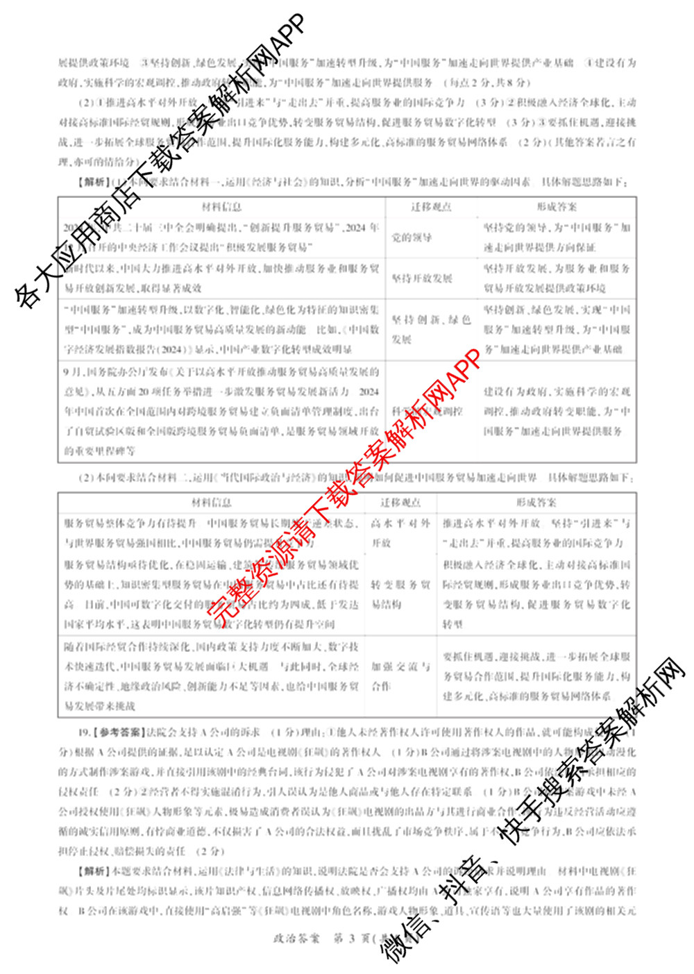 百师联盟2025届高三信息押题卷(四)4试卷及答案汇总（51科全）政治答案
