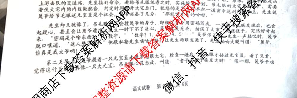 辽宁省实验中学2024-2025学年度下学期高三年级第五次模拟考试试卷及答案汇总（含化学、地理、物理等9份）语文试题