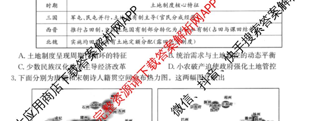2026届全国高考调研模拟信息卷(一)1各科答案及试卷（含生物(C4) 生物(C2) 物理(C1)等）历史试题