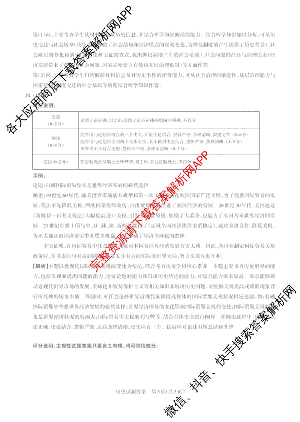 [山西二模]思而行2025年高考考前适应性测试(冲刺卷)(已更新政治 物理 生物(B)等20份)历史答案