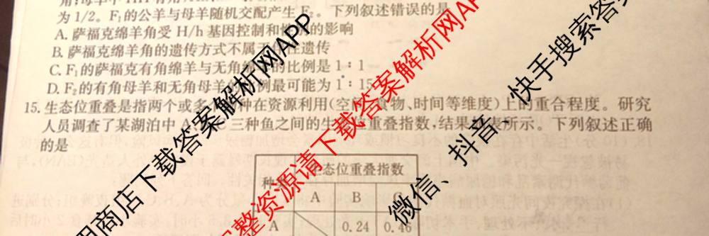 2026年全国高考冲刺押题训练(一)1: 含数学(N)、语文(N)、生物(D N)试卷解析生物试题