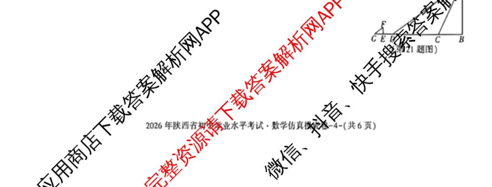 (B)2026年陕西省初中学业水考试仿真摸底卷各科答案及试卷（含语文 物理 数学等）数学试题