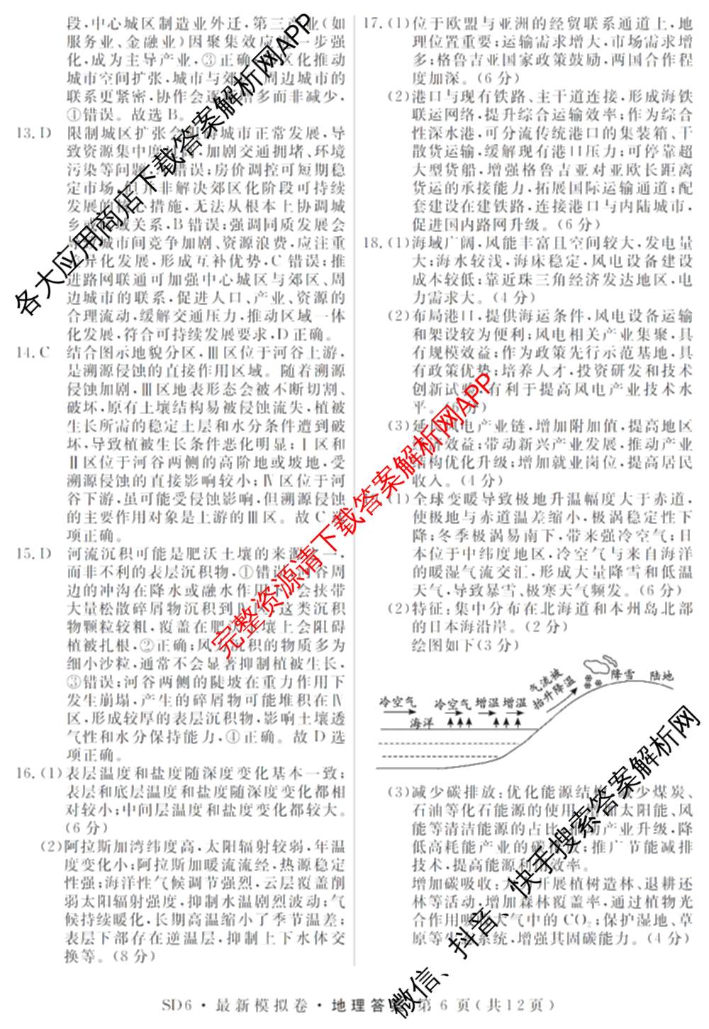 2026年普通高等学校招生统一考试最新模拟卷(三)3(已更新化学(XS6J)、历史(新S6J)、生物(HN6)等40份)地理答案
