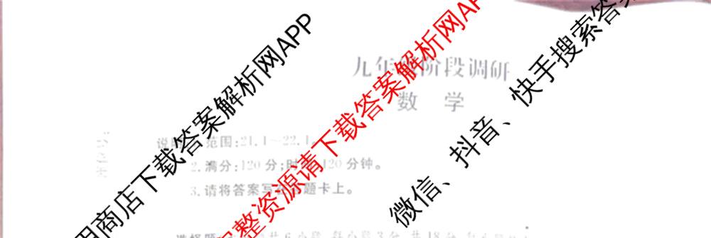 江西省2026届九年级阶段调研(10.10)试卷及答案汇总(已更新化学 数学 物理等7份)数学试题