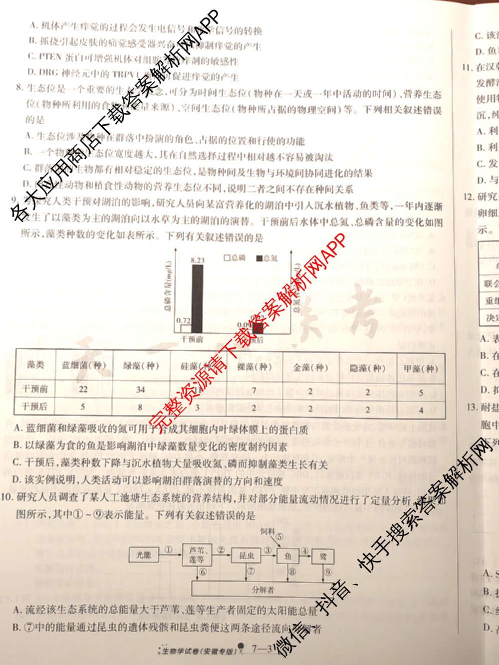天一大联考2025届高考全真模拟卷(七)7试卷及答案汇总(已更新化学(河南专版) 历史(安徽专版) 历史(河南专版)等39份)生物试题