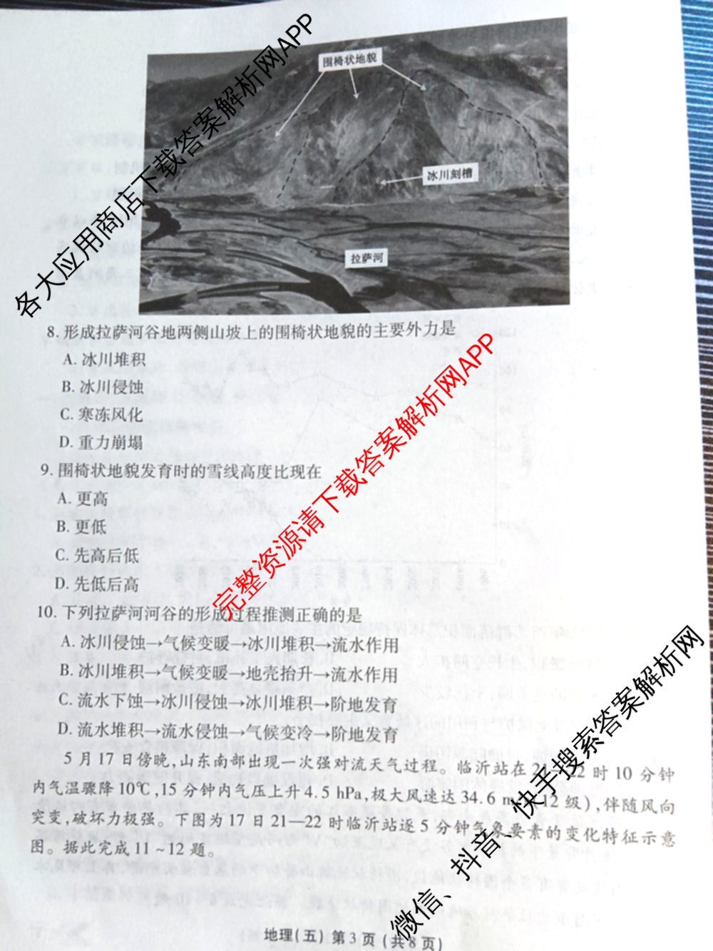 衡水金卷先享题2026年学科素养评价练(五)5各科答案及试卷（含政治(AH)【安徽四川甘肃专版】 物理(HN)【湖南专版】 生物(山东专版)等）地理试题