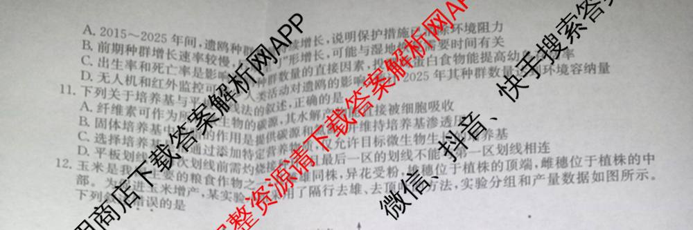 九师联盟2025~2026学年高三核心模拟卷(中)(三)3试卷及答案汇总(已更新物理(HF) 物理(安徽) 生物(D1)等36份)生物试题