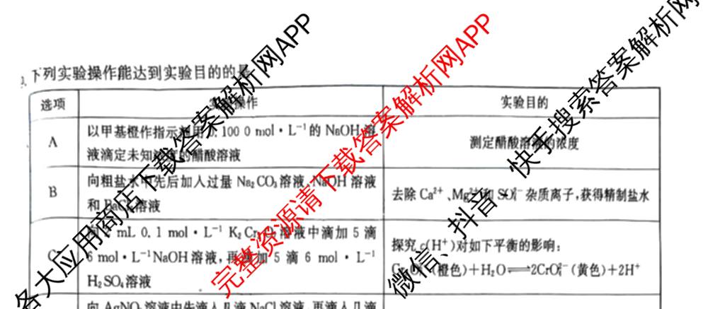 九师联盟2025~2026学年高三核心模拟卷(中)(五): 含政治(河南)、物理(HF)、英语试卷解析化学试题