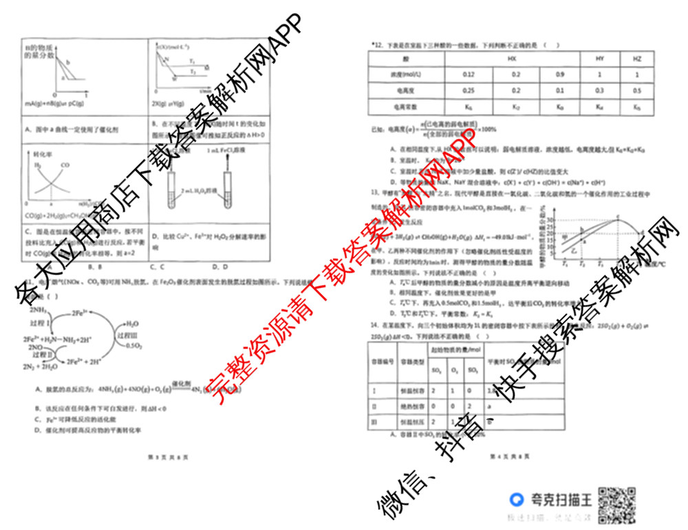 雅礼中学2025年下学期高二10月考试卷各科答案及试卷（9科全）化学试题