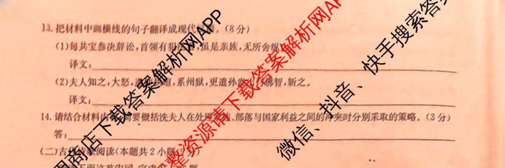 九师联盟2024~2025学年高三核心模拟卷(中)(五)5各科答案及试卷（含地理(HB) 物理(D1) 生物(D1)等）语文试题