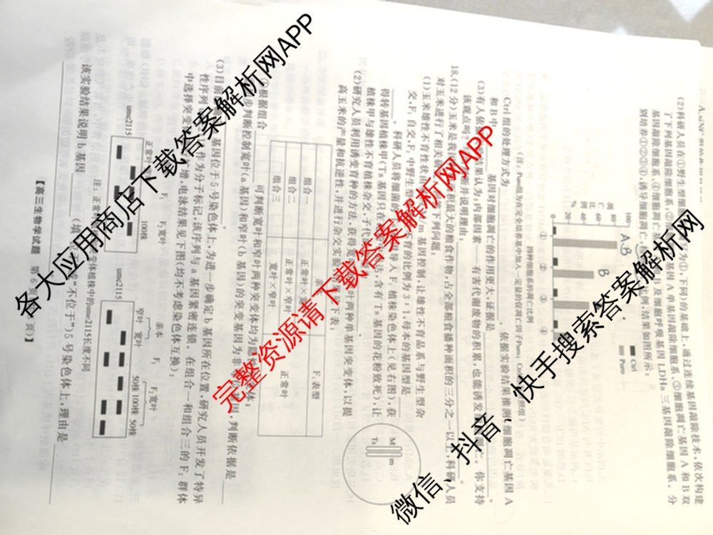 湖南省2025届高三冲刺压轴大联考各科答案及试卷（含数学 化学 政治等）生物试题