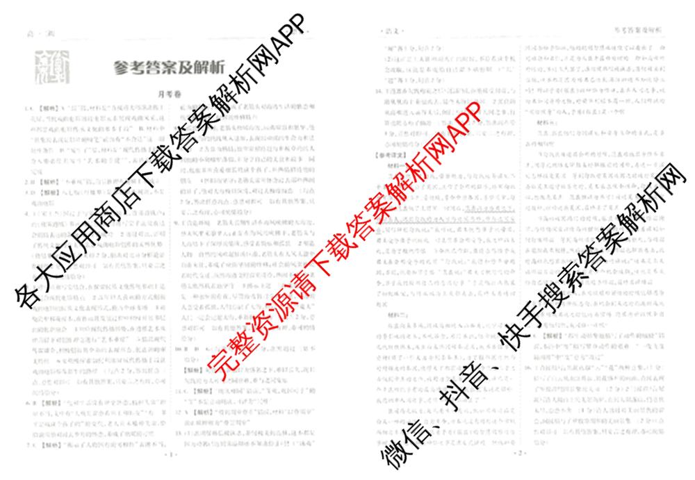 衡水金卷先享题月考卷2024-2025学年度下学期高一年级二调考试: 含政治 英语(人教版) 化学(人教版)试卷解析语文答案