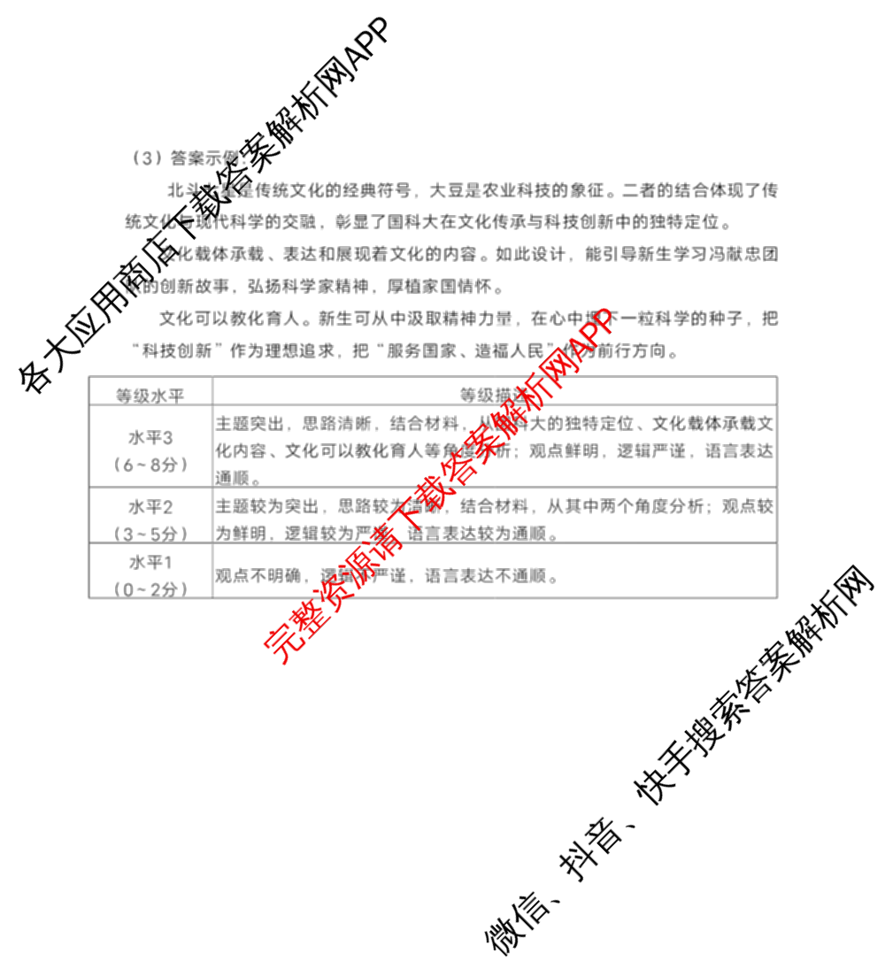 龙东十校联盟2025届高三联考4月试卷及答案汇总（9科全）政治答案