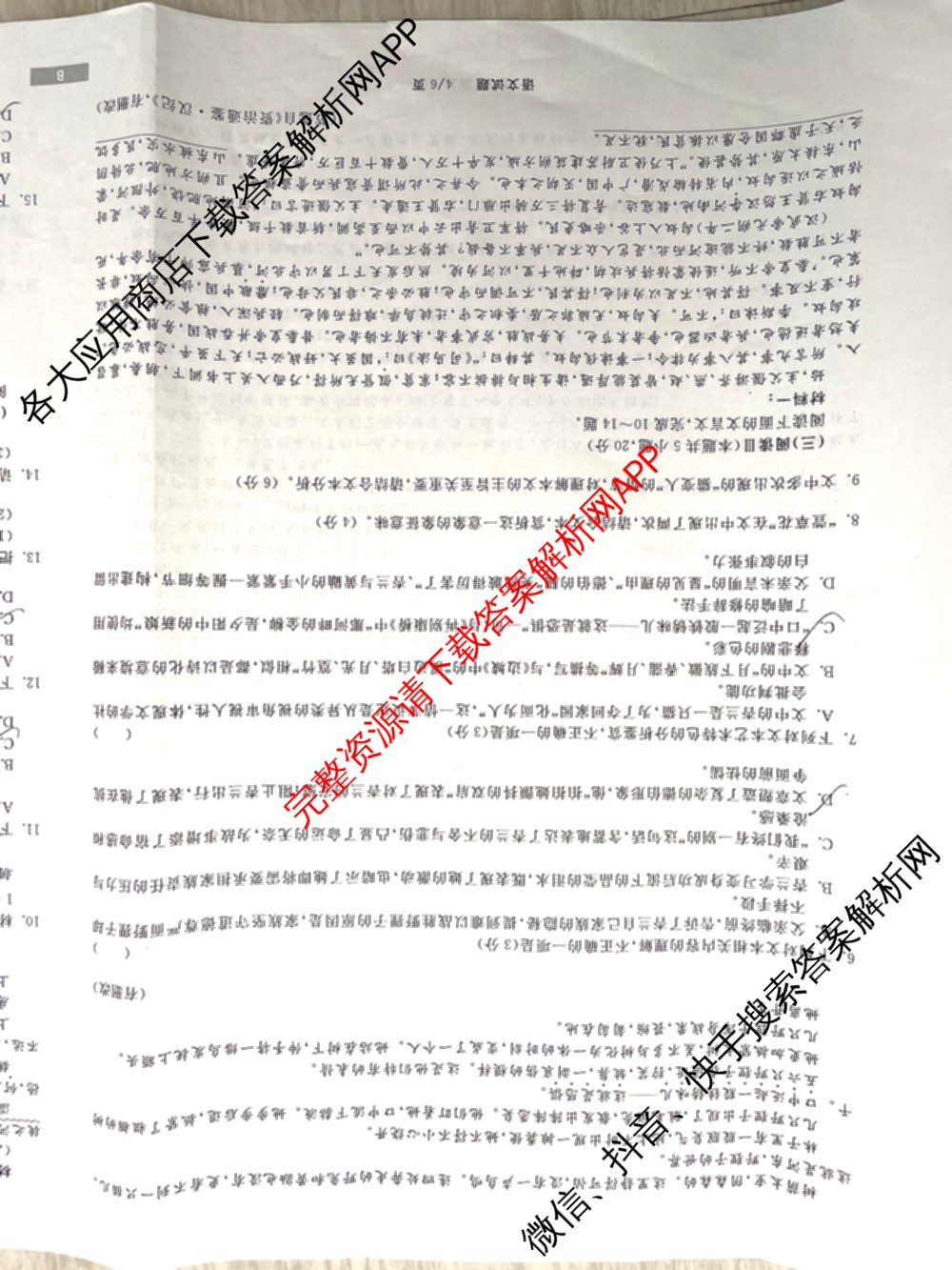 天舟高考衡中同卷2025届全国高三联合性检测(4月)（含物理(L专版)、生物(AH专版)、物理(J专版)等）语文试题