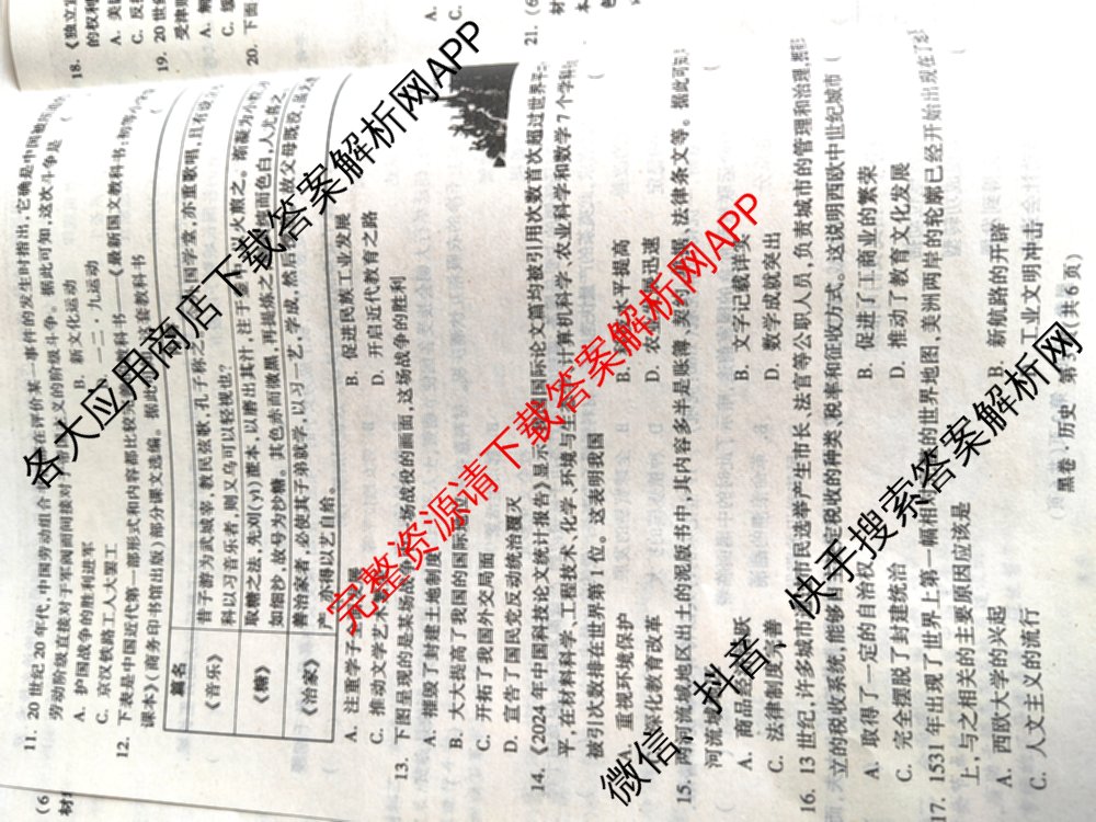 黑白卷河南专版2025年普通高等学校招生全国统一考试黑卷（含化学 物理 生物等9份）历史试题