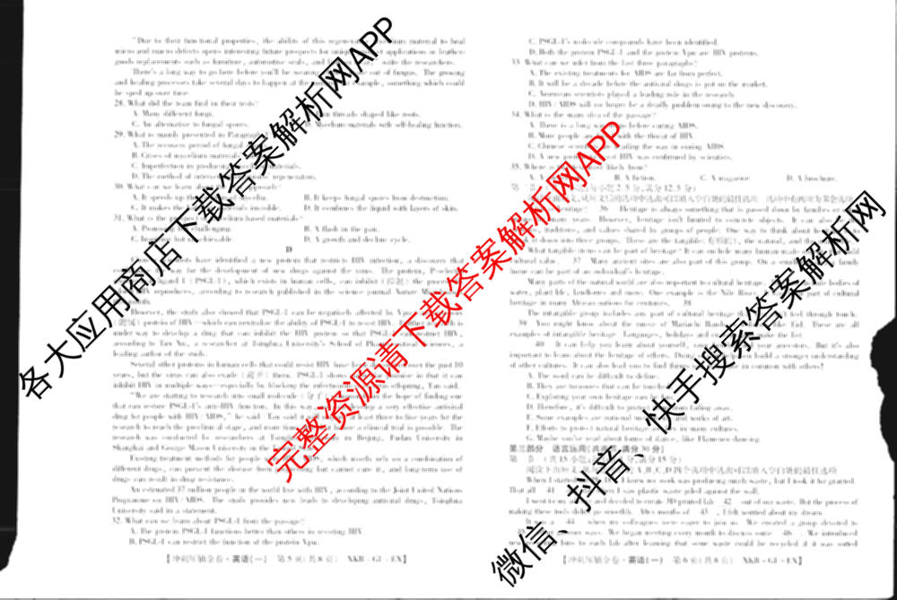 XKB2025届普通高等学校招生全国统一考试冲刺压轴金卷(一)1（含物理(XKB-G10-EX) 英语(XKB-G1-EX) 化学(XKB-G1-H-EX)等）英语试题