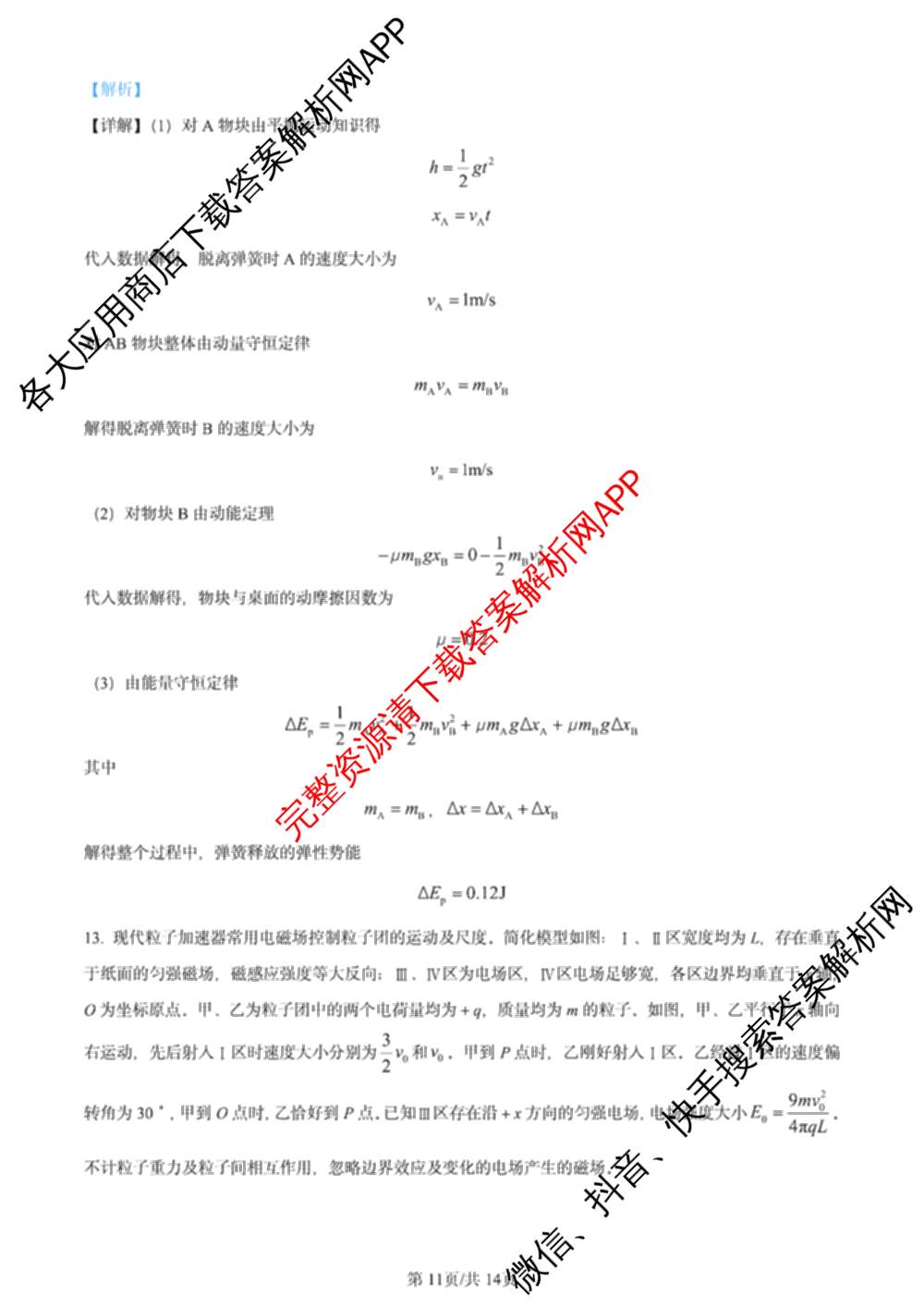 2024年高考真题(新高考)(已更新生物(山东卷) 数学(新课标II卷) 物理(河北卷)等108份)物理答案