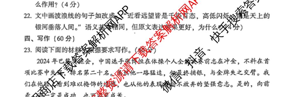 福建省漳州市2025届高中毕业班第一次教学质量检测(已更新地理 政治 物理等9份)语文试题
