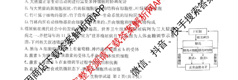 炎德英才名校联考联合体2025届高考考前仿真联考三（含数学 历史 地理等）生物试题