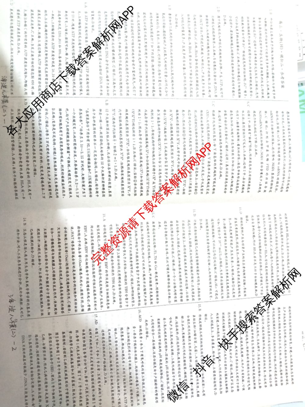 海淀八模2025届高三模拟测试卷(二)2试卷及答案汇总: 含文综(XJ)、物理(河南)、历史试卷解析生物答案