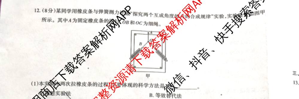 新疆2025-2026学年自治区普通高考适应性检测月考试卷(一)试卷及答案汇总（含生物 化学 历史等9份）物理试题
