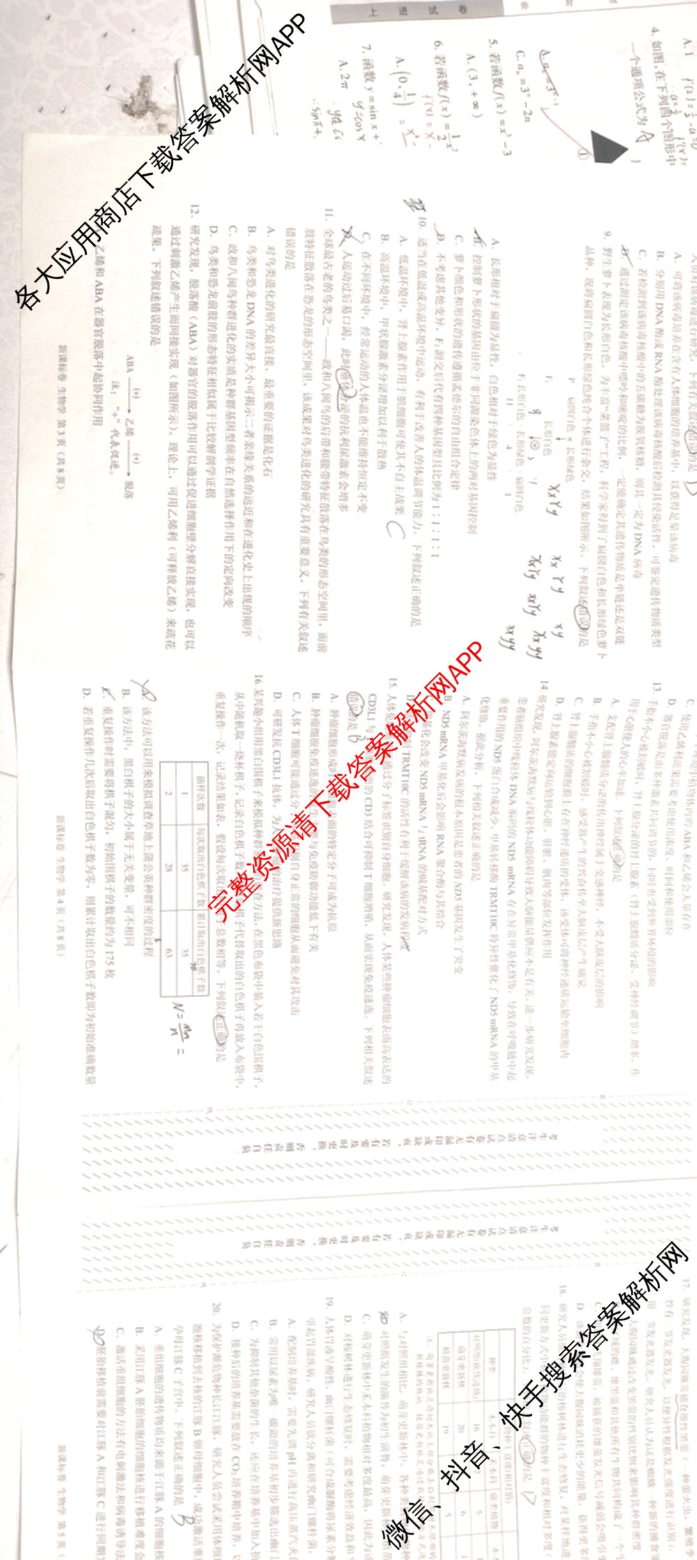学科网2026届新高三学情摸底考各科答案及试卷（含地理(甘肃) 历史(新课标卷) 历史(甘肃)等58份）生物试题