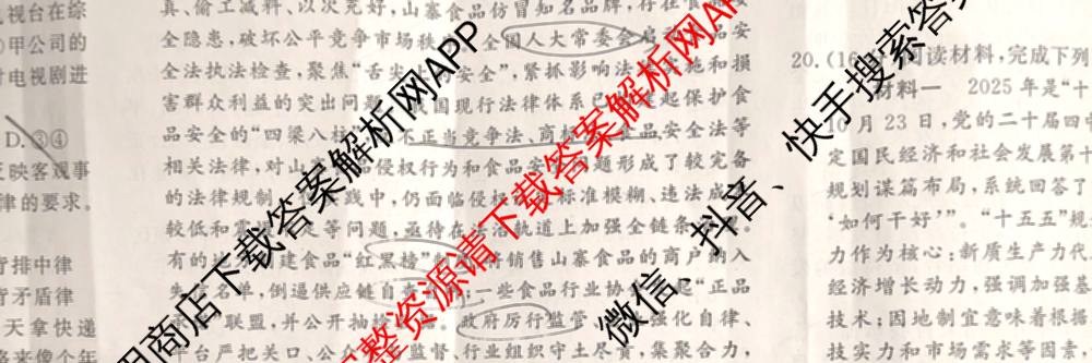 黄冈八模2026届高三大练(四)4（25科全）政治试题