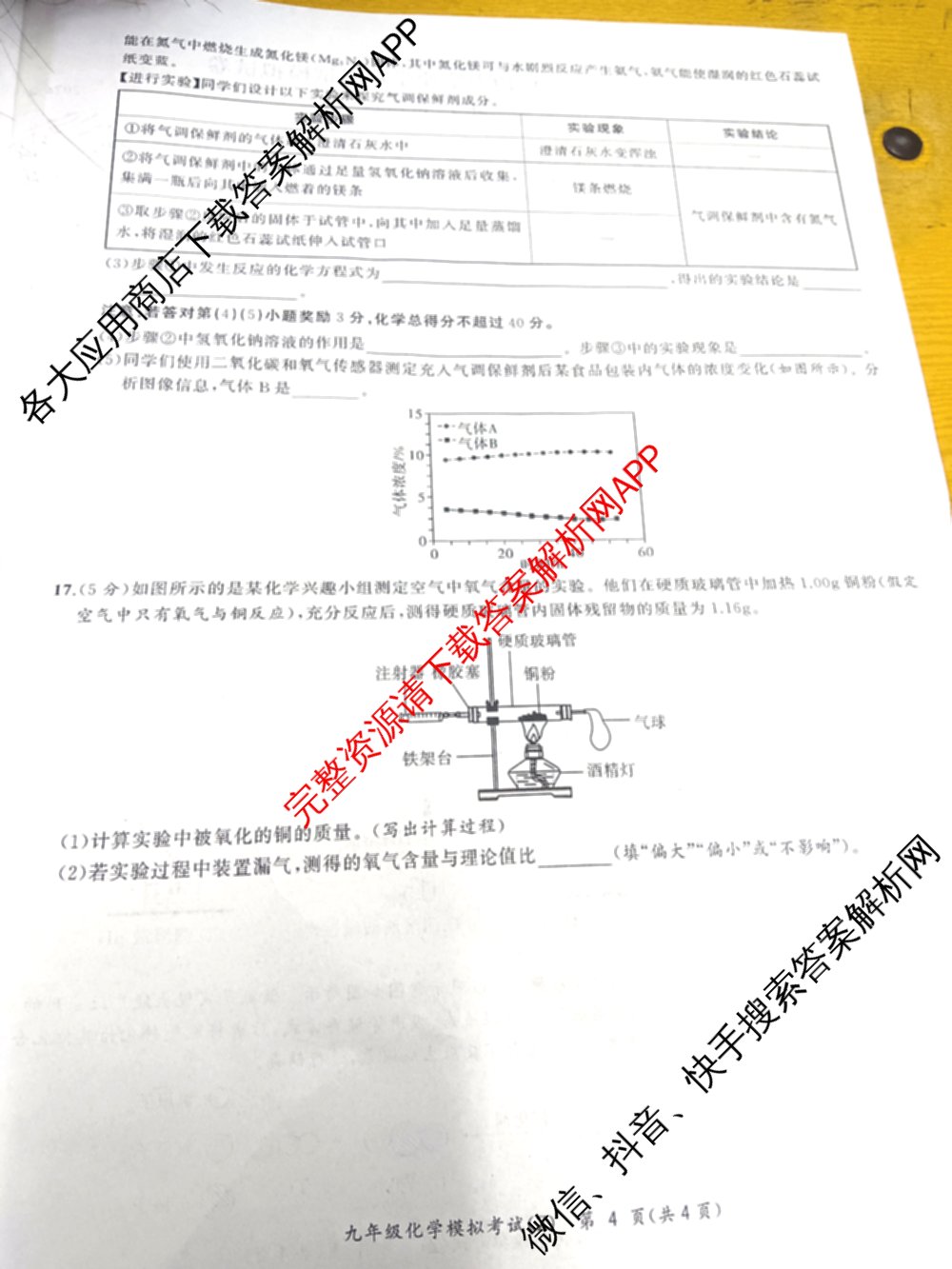 安徽省2026年初中毕业学业考试模拟试卷(Z)(2026.4)试卷及答案汇总（含化学 物理 语文等）化学试题