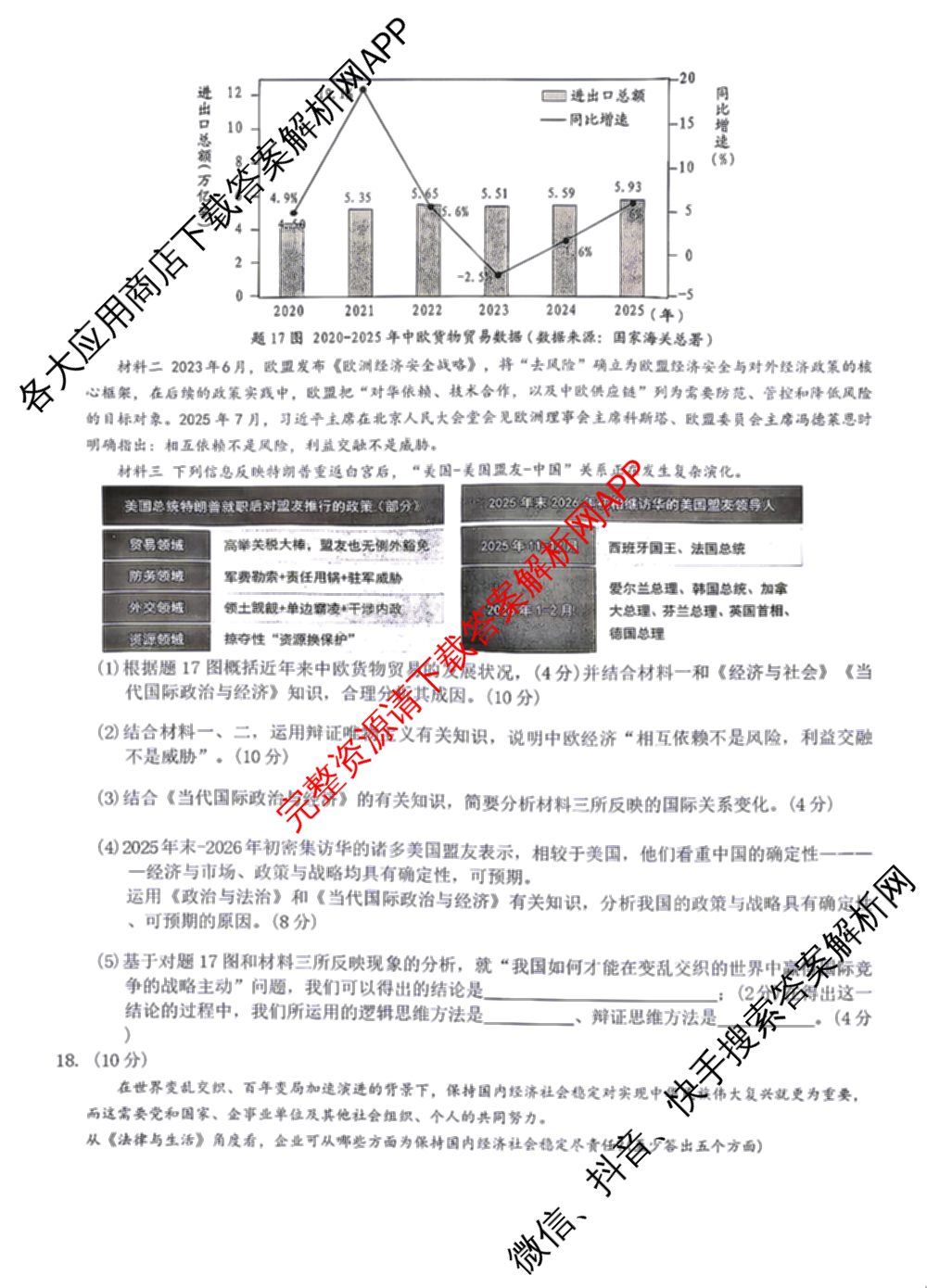 [康德二诊]重庆康德2026年重庆市普通高中学业水选择性考试高三第二次联合诊断检测各科答案及试卷（含物理 历史 化学等）政治试题