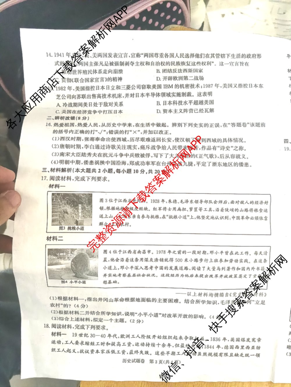 2025年安徽省初中学业水考试名校联考(三)（含物理、语文、英语等7份）历史试题