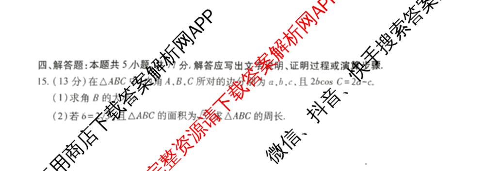 广东省湛江市2026年普通高考测试(二)（9科全）数学试题